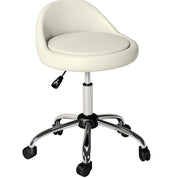 Sgabello girevole regolabile 63-83 cm in similpelle bianca con ruote
