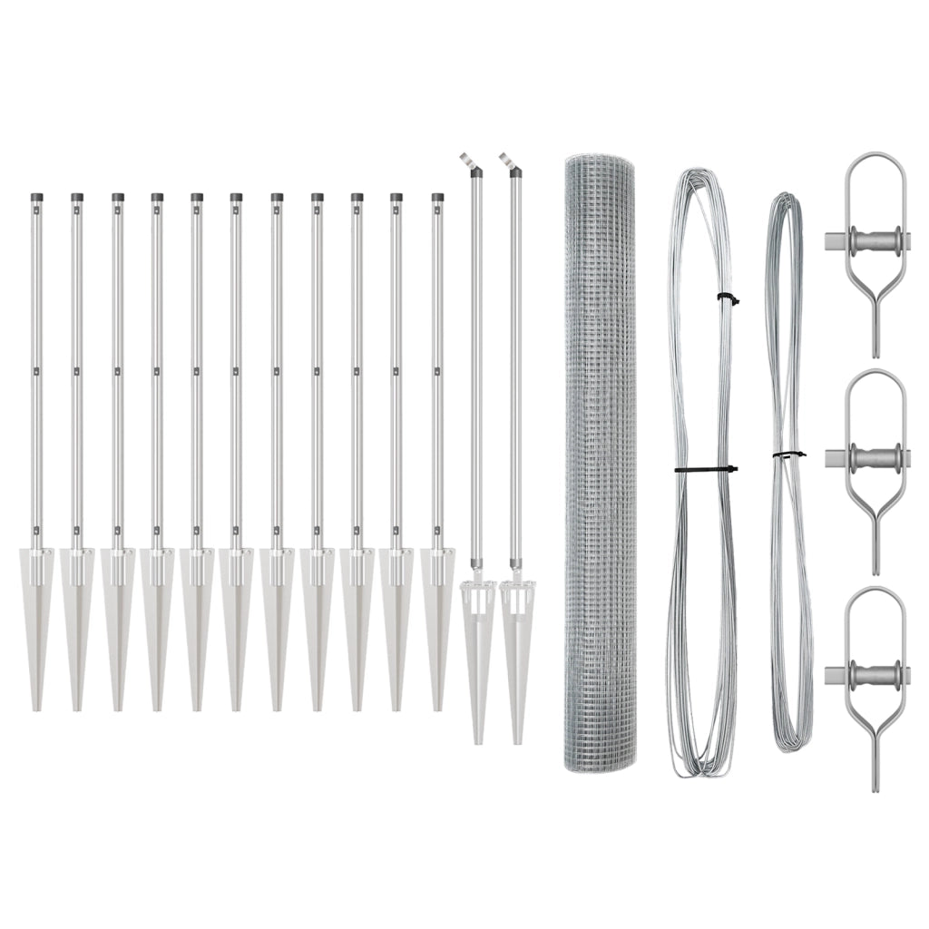 Recinzione in Filo Saldati con 13 Picchetti 1.2x25 m Acciaio Galvanizzato