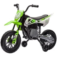 Moto Elettrica per Bambini con Rotelle e Indicatore di Carica, in PP e Metallo, 107x56x70 cm, Verde