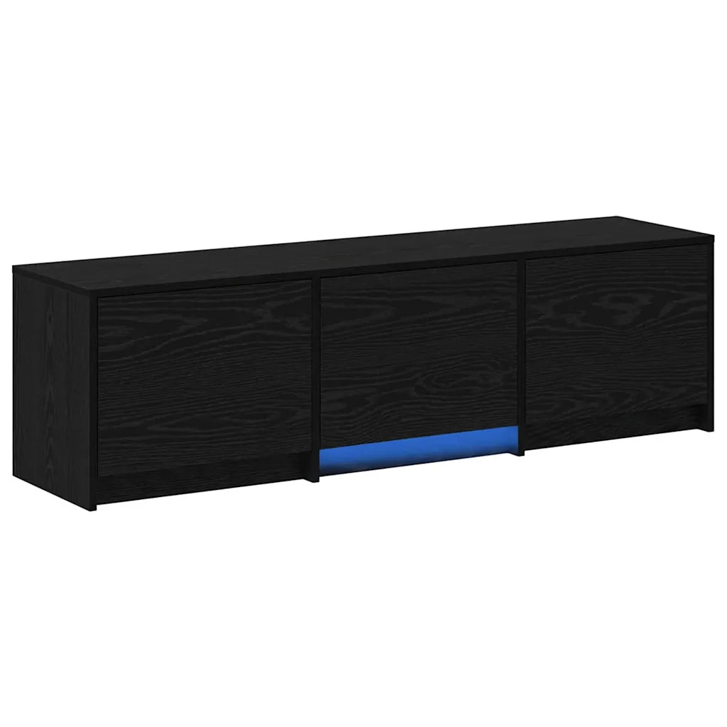 Mobile TV con LED con cassetto-Credenza TV Rovere Nero 140 x 34 x 40 cm