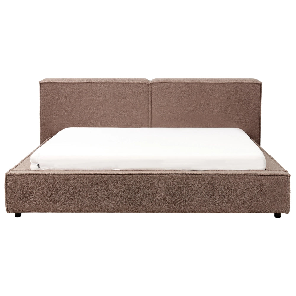 Letto matrimoniale in bouclé con struttura a doghe 180 x 200 cm stile classico camera da letto
