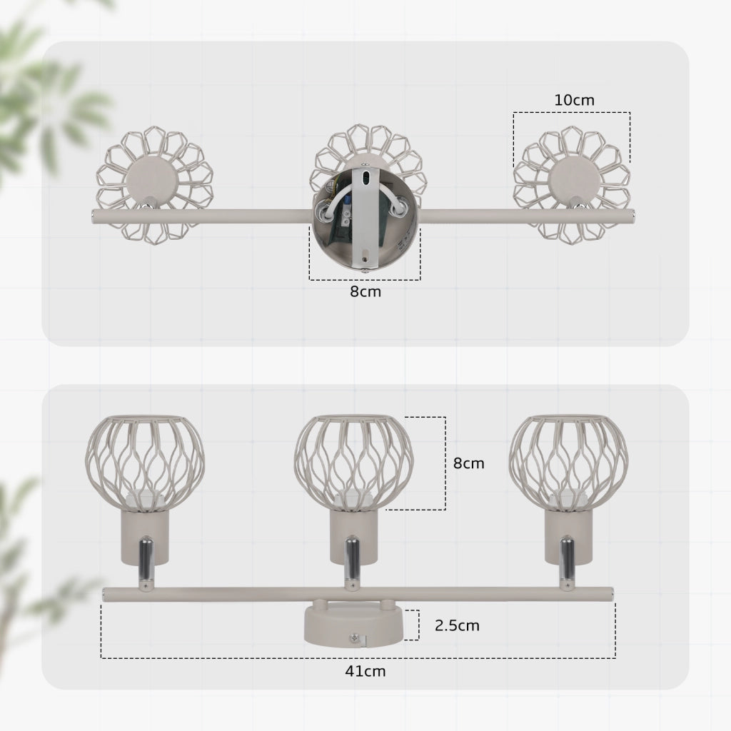 ZMH Faretto da soffitto Grigio E14 3 Luci Metall Orientabile Moderni per Soggiorno Cucina Corridoio Senza Lampadina