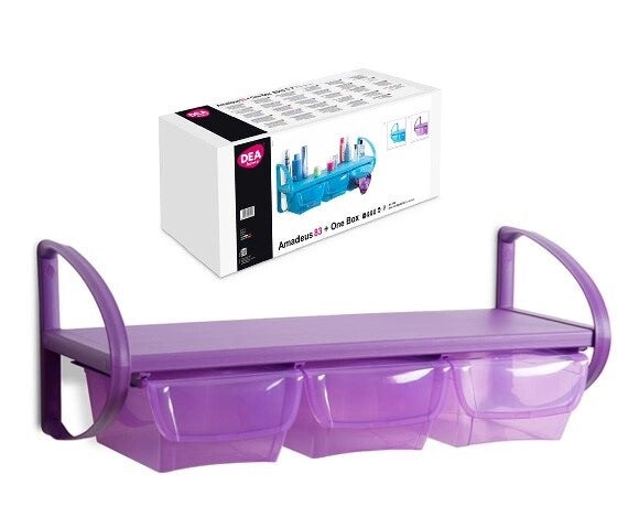Mensola viola da parete per cameretta bambini asilo 3 box scorrevoli 81 x 33 x 31 cm Dea Home
