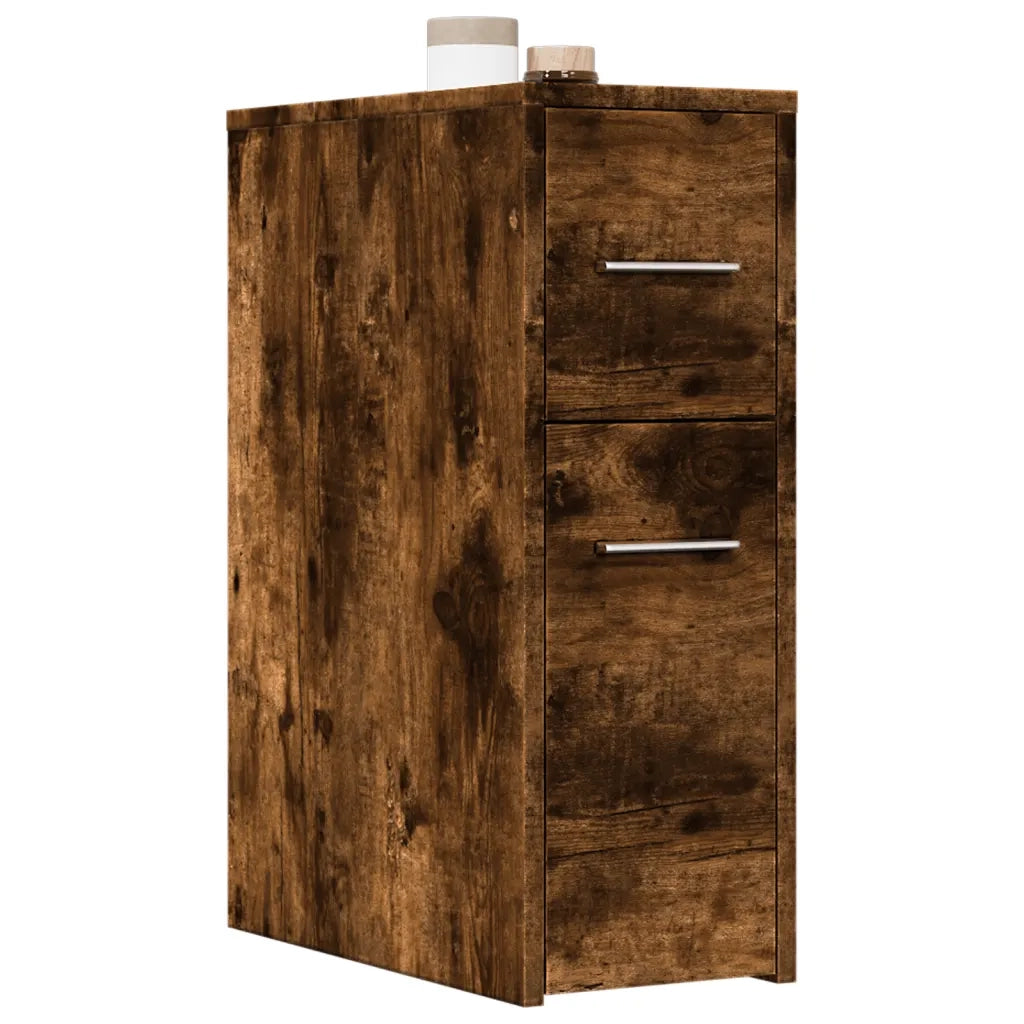 Armadietto da Bagno | Armadio da bagno Stretto con Ruote Rovere Fumo in Truciolato