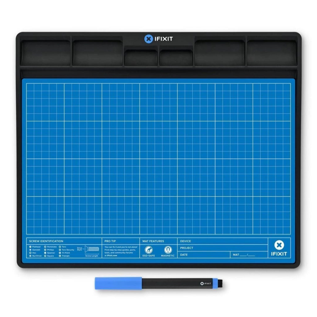 IFixit EU145491-1 FixMat Tappetino Magnetico Impilabile Antistatico con Stilo 30x25 cm colore Nero Blu Bianco
