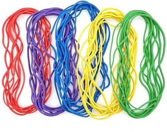 Set di Cinture Elastiche 50 pezzi - Cinture Multicolor - Cinture in Gomma Resistenti - Utilizzabili a Lungo Termine per Casa/Ufficio - 150 mm x 2 mm - Riciclabili