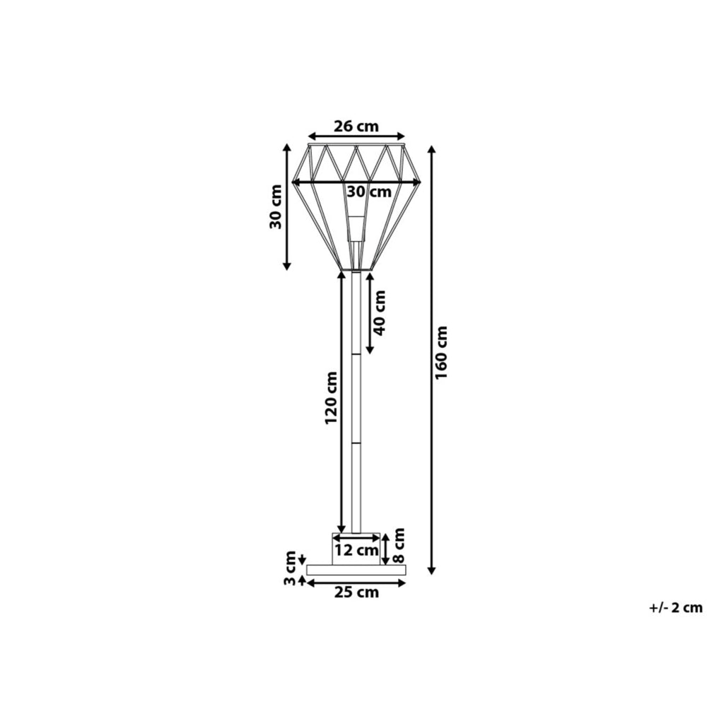Lampada da Terra Ottone Metallo 160 cm Gabbia Geometrica Paralume Industriale Luce