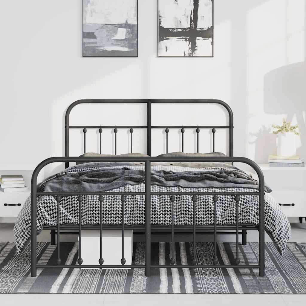 Giroletto con Testiera e Pediera Metallo Nero 135x190 cmcod mxl 105247