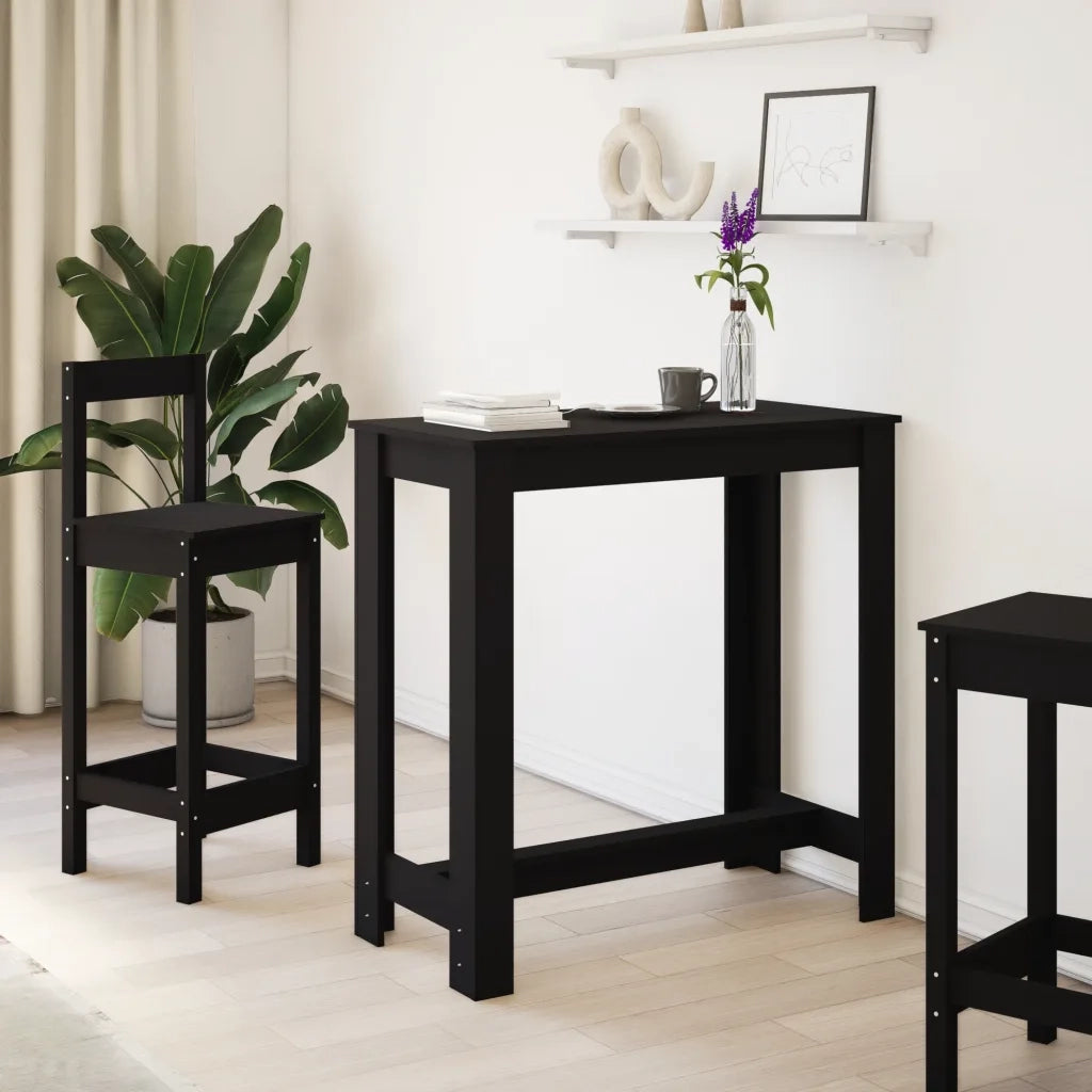 Tavolo da Bar Nero 102x50x103,5 cm in Legno Multistrato