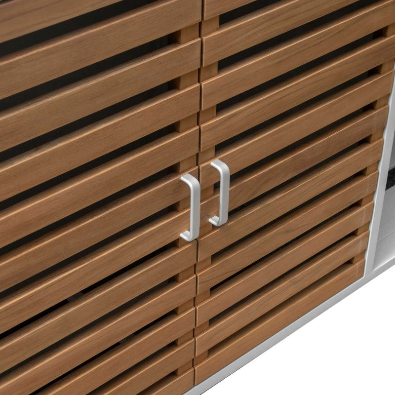 Mobile Alluminio Idaho Bianco Ante Teak top Pietra Sinterizzata Cm 160x60h90