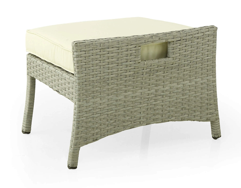 Set Salotto da Giardino Tavolino 2 Poltrone e 2 Poggiapiedi in Rattan Kraus Vasari Beige