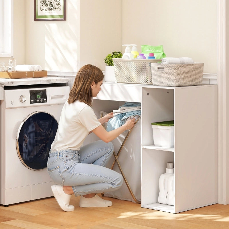 Armadio sopra lavatrice con ripiani aperti, bianco, per lavanderia e bagno
