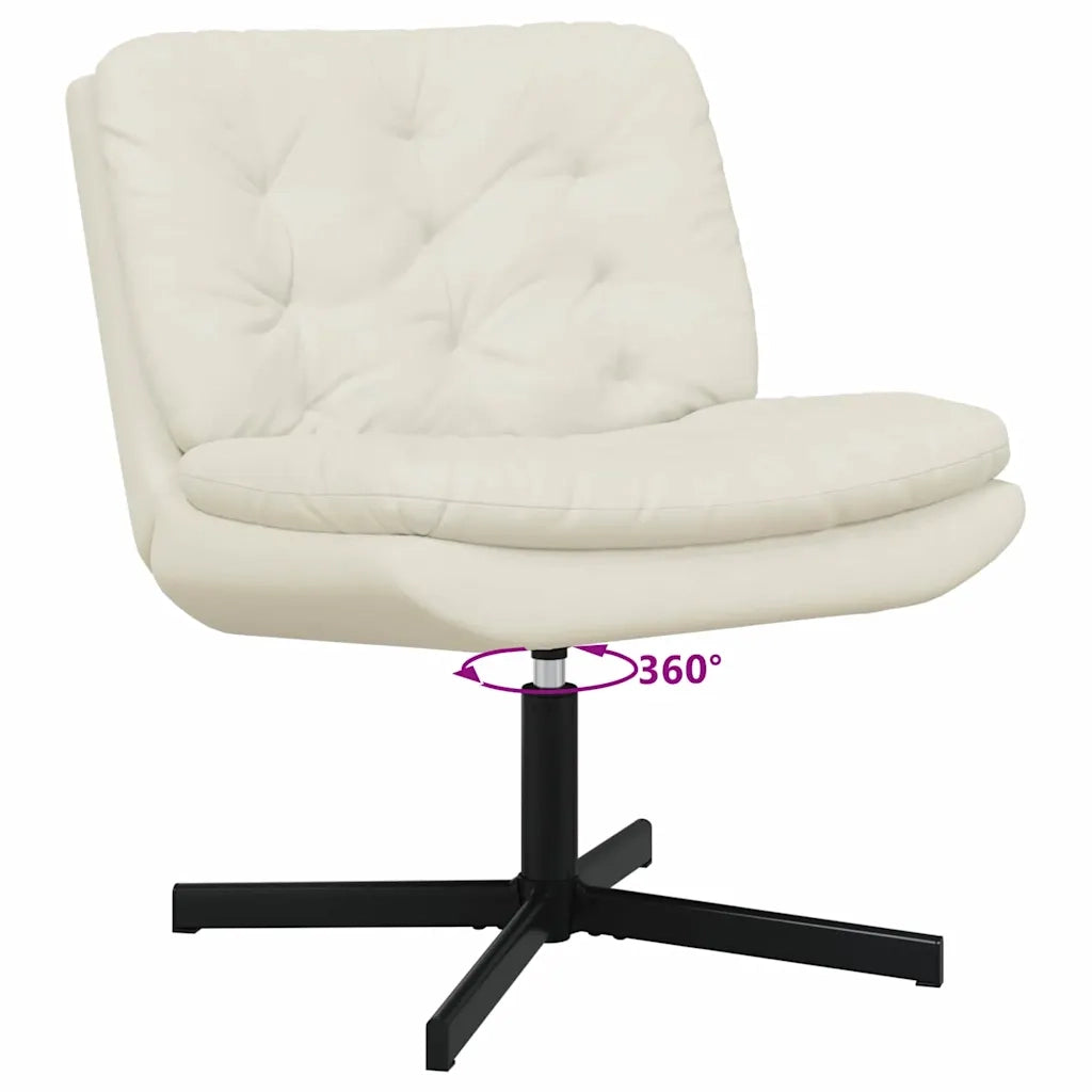 vidaXL Poltrona Relax con Base Girevole Crema 63 x 75 x 76 cm Velluto