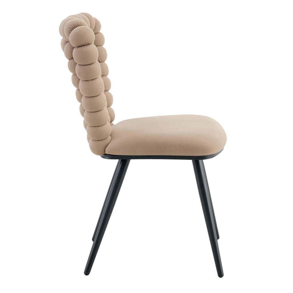 Sedie da Pranzo Set 2 Pezzi ¨C MINIMAL ¨C Velluto Cammello, Gambe in Metallo Nero, Schienale Design