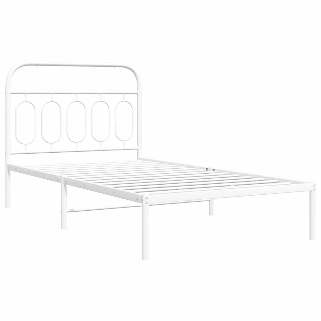 Giroletto con Testiera-Struttura Letto con testiera Metallo Bianco 100x190 cm 153515