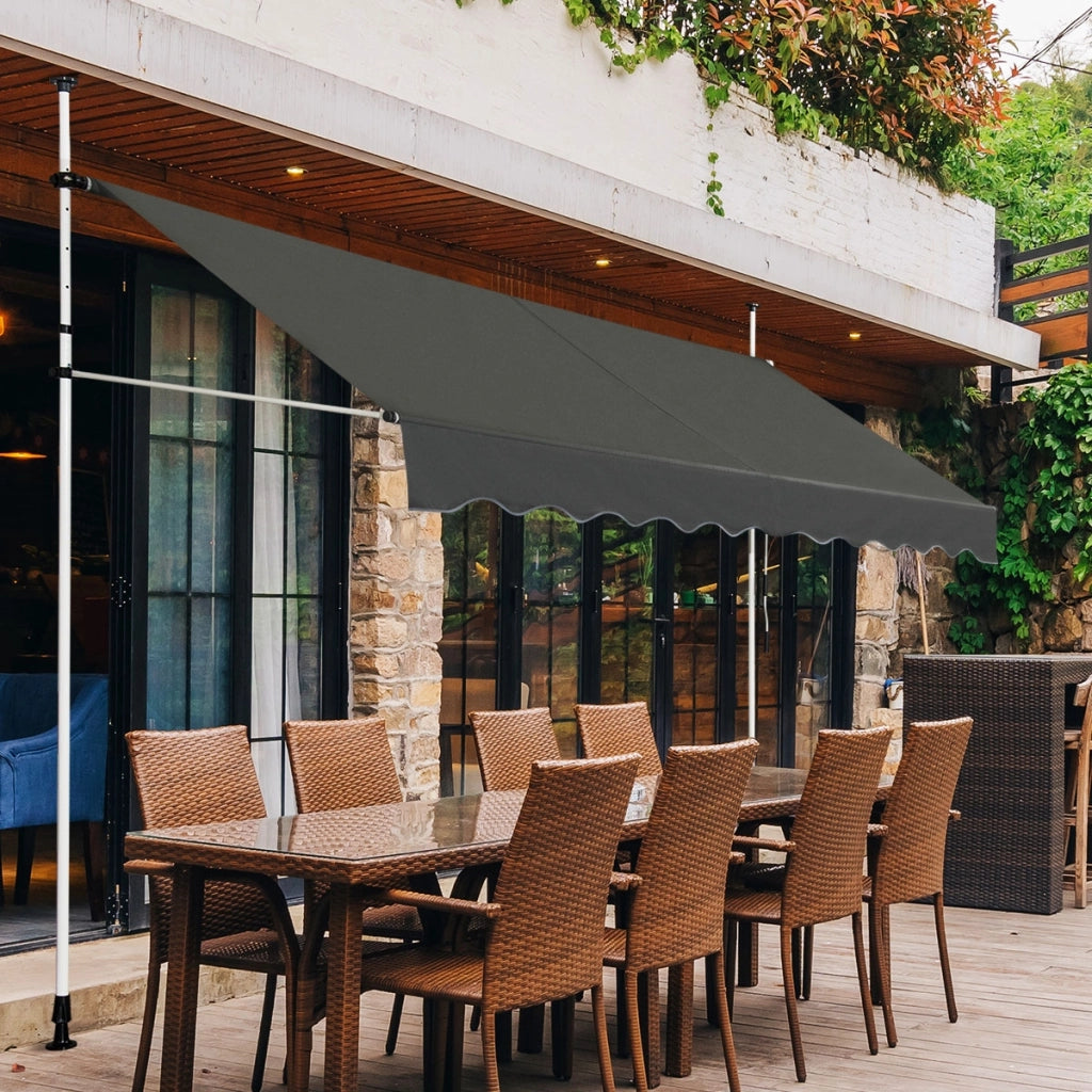 Tenda da sole telescopica e retrattile, Tenda parasole resistente ai raggi UV impermeabile 300 x 120 cm Grigio-Tende parasole