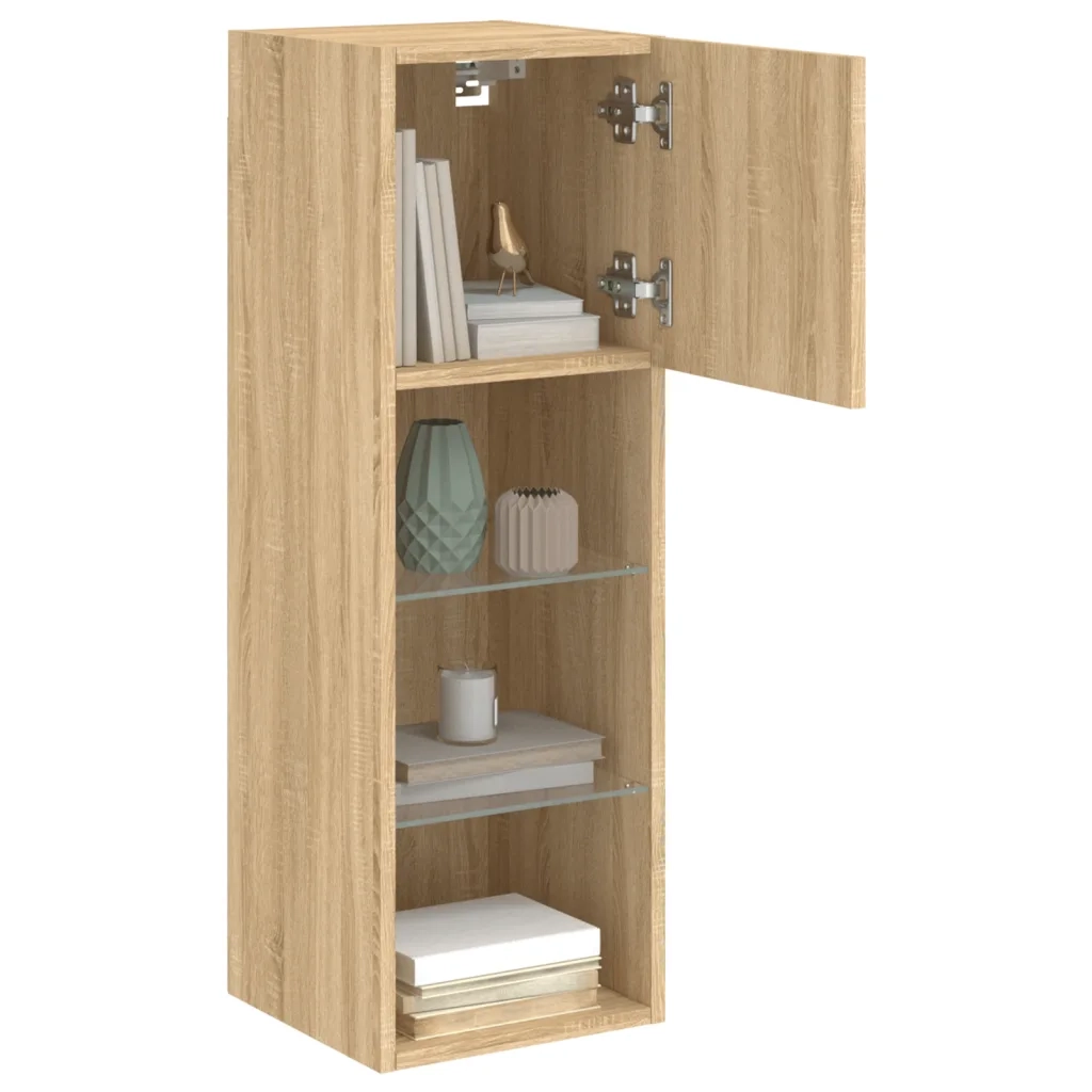 Mobili Porta TV con Luci LED 2 pz Rovere Sonoma 30,5x30x90 cm 837006