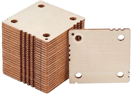Tavole di tessitura in legno da 24 pezzi - 4 fori - 46x46mm - Leggero - Duraturo - Smaltato di mandorla - Tavole per telaio da tessitura