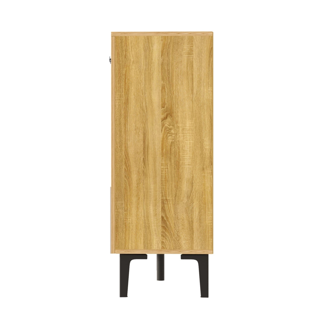 Credenza 160x36x94 cm con 4 ante e 4 cassetti in pannello di particelle naturale