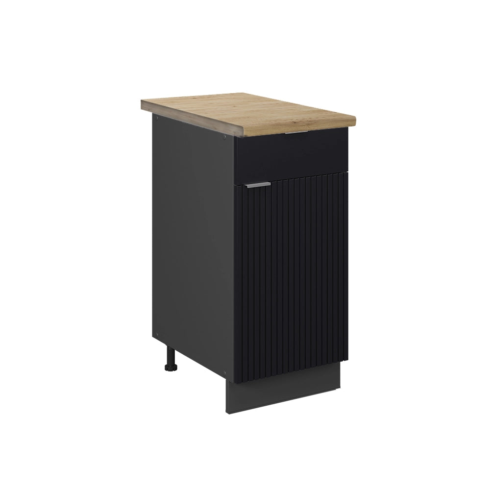 Mobiletto base per cucina Fame-Line Nero rigato/Antracite 40 cm, PL Rovere Vicco