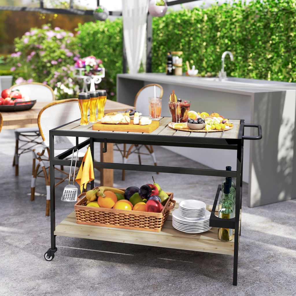 Carrello Portavivande in Legno e Acciaio ¨C Minimal ¨C 107x65x80 cm