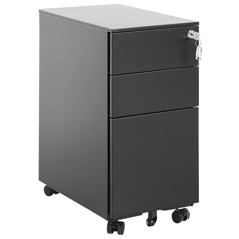 Armadietto mobile contenitore In Metallo Nero Con 3 Cassetti Con Serratura A Chiave Ruote Industriali Moderni Home Office Garage