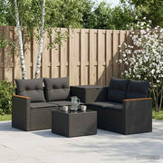 Set di divani 6 pz Nero Rattan sintetico e Acciaio 3447604