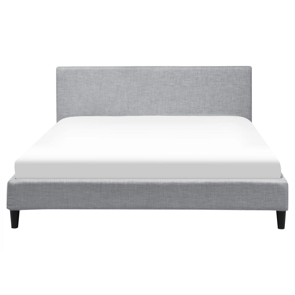 Letto 160 x 200 cm Tessuto a doghe in tessuto grigio contemporaneo