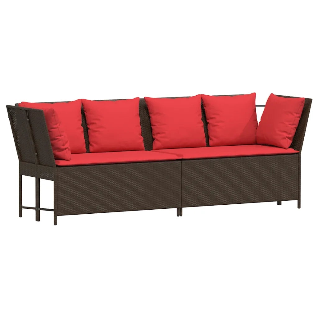 Divano da Giardino con Cuscini-Sofa da Giardino-Divano da esterno in Polyrattan Marrone 475377