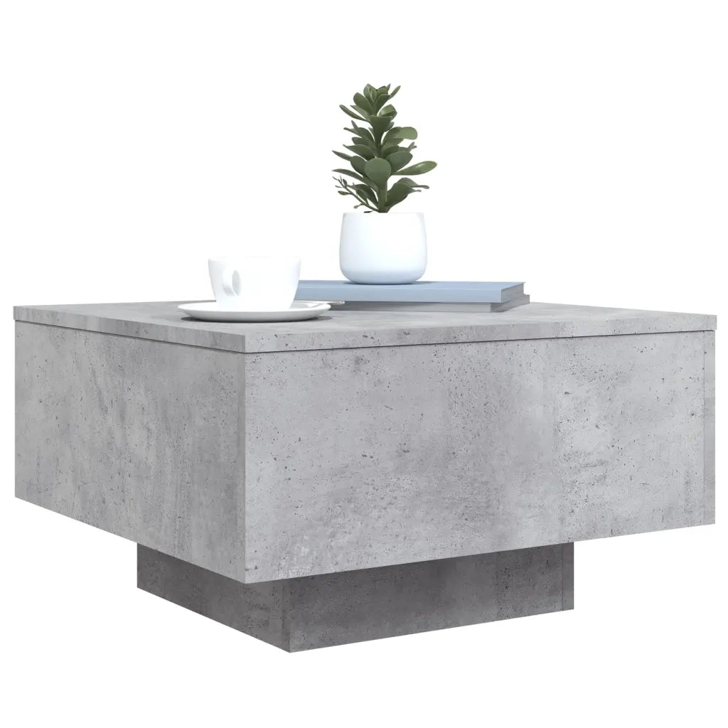 Tavolino da salotto | Tavolino da caff¨¨ | Tavolino da Soggiorno con Luci LED Grigio Cemento 55x55x31 cm
