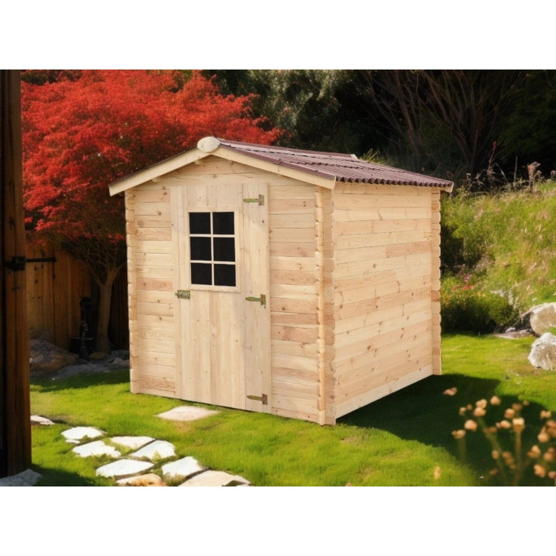 Casetta in legno da giardino con porta vetrata – 200x200 cm – tavole 28 mm, tetto bitumato – VD2020.02N Foresta