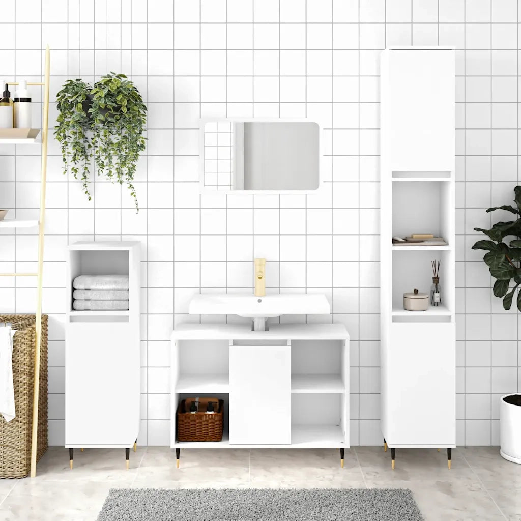Mobile da Bagno Bianco 80x33x60 cm in Legno Multistrato 831620