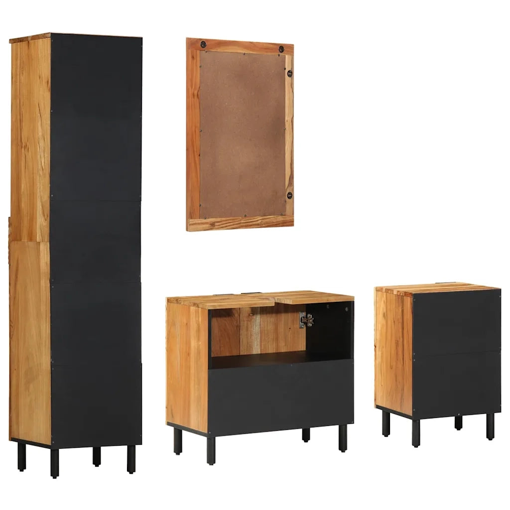 Set di mobili per il bagno con cassetto con porta 4 pcs Marrone 3310014