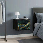 Mobiletto da comodino a parete WIJHE Rovere Nero 8007451