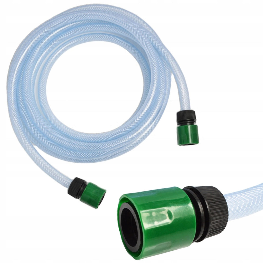 Tubo di Aspirazione 5m 1/2" – PVC Trasparente | 21 Bar | 2 Raccordi Rapidi | Per Idropulitrici e Serbatoi