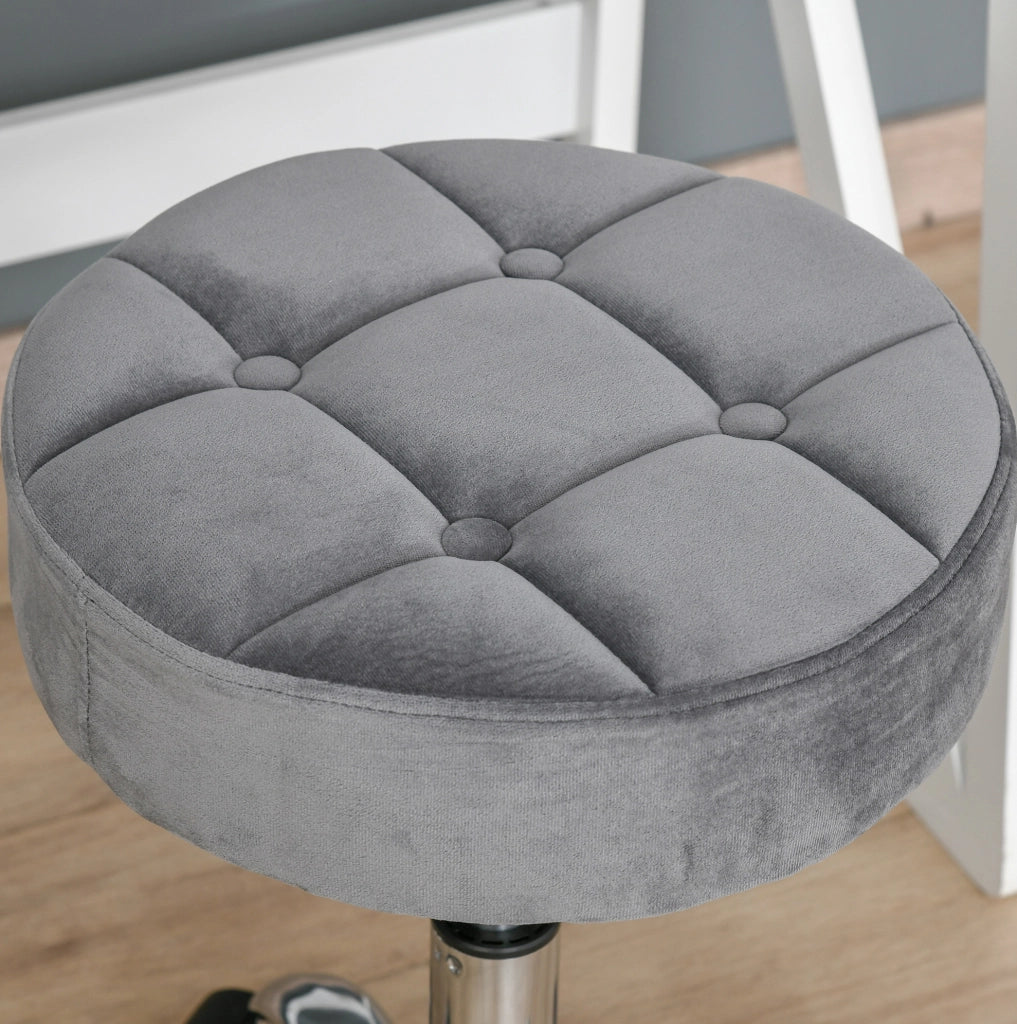Sgabello da salone regolabile con ruote grigio chiaro Ø35 cm
