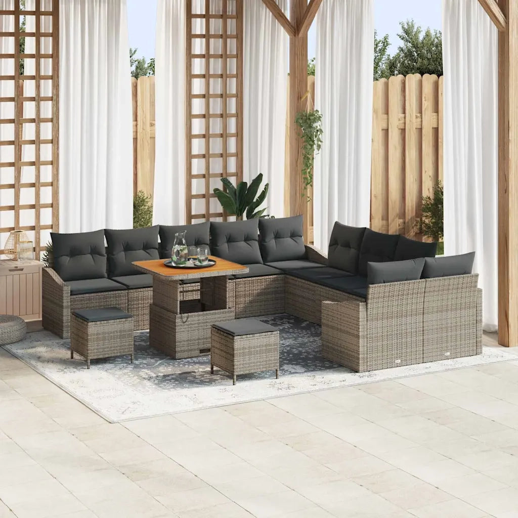 Set Divano da Giardino con cuscino 13 pcs Grigio polyrattan 3362713