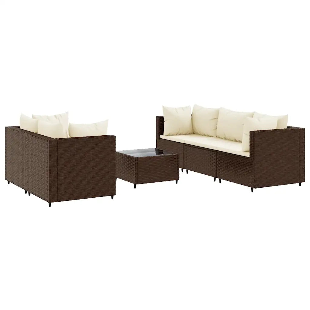 vidaXL Set Mobili da Giardino 6pz con Cuscini in Polyrattan Marrone