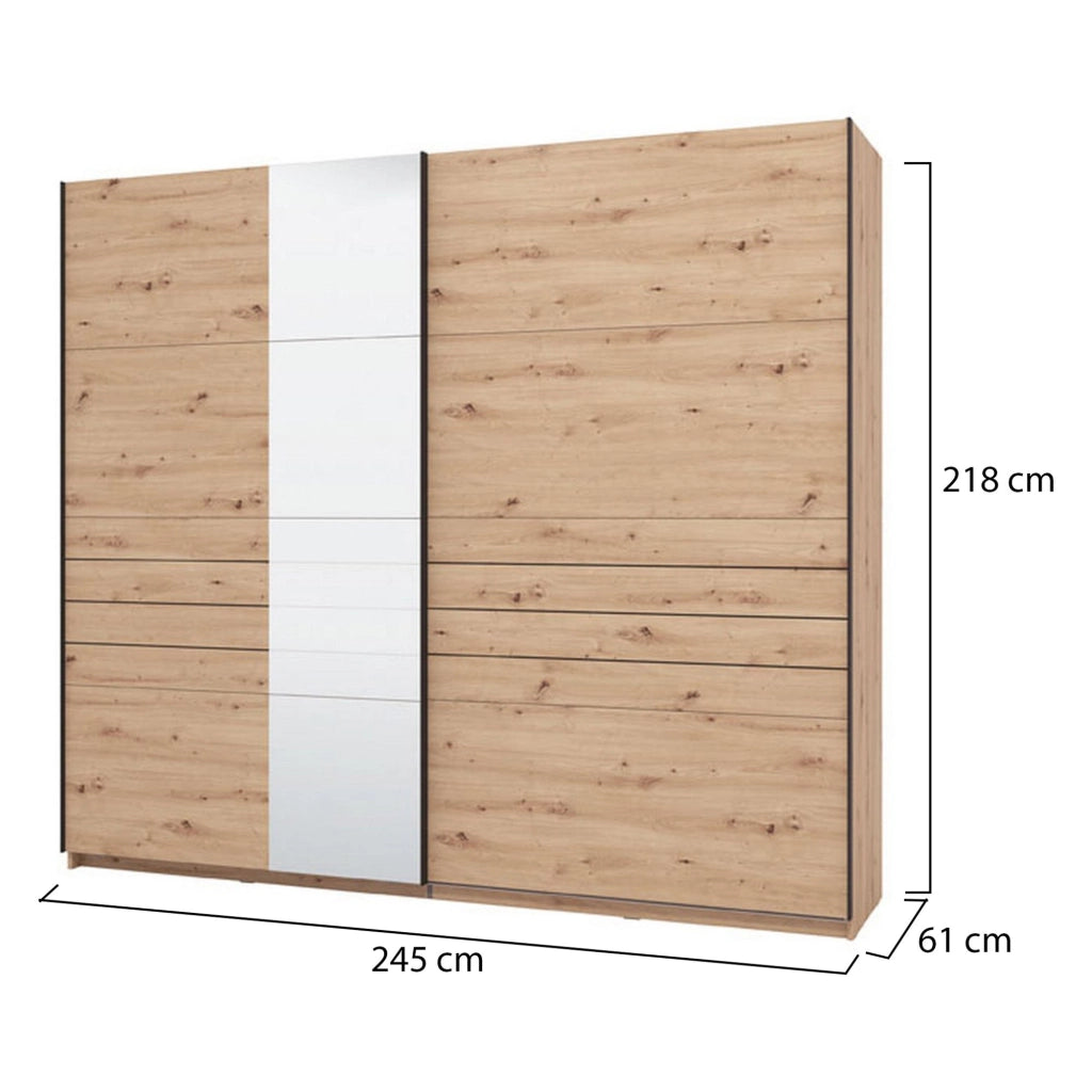 Armadio Camera da Letto Peio, Guardaroba Grande Appendiabiti, 245x217.5h cm Marrone Rovere Nodi