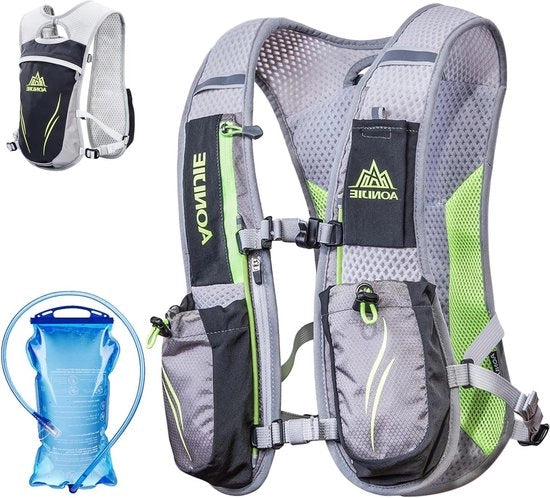 Vestito di Idratazione per Corsa 55L - Uomo Donna - Grigio - Ciclismo Escursioni Maratona - Attrezzatura Idratante Adatto per Fitness