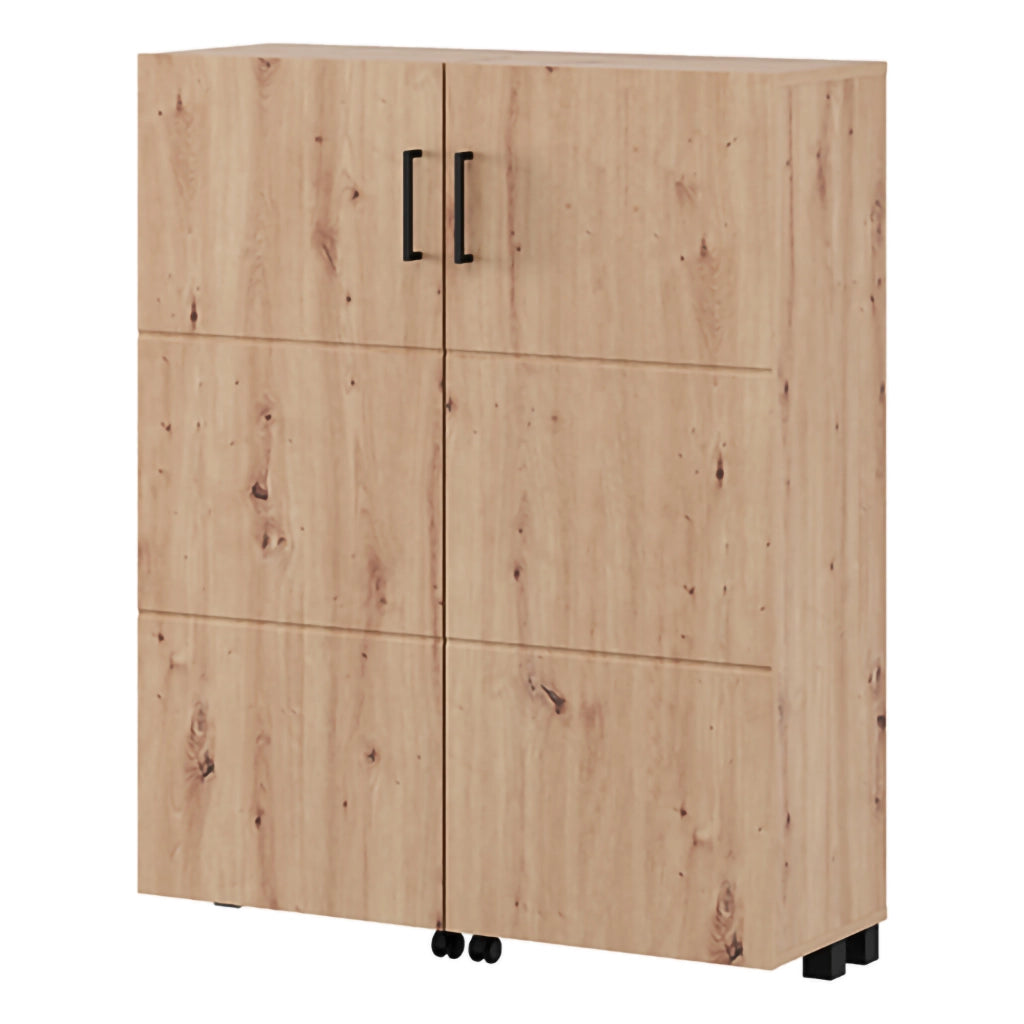 Mobile Portascarpe Ystad, Scarpiera 6 Ripiani, 92x33x113h cm Marrone Rovere Nodi