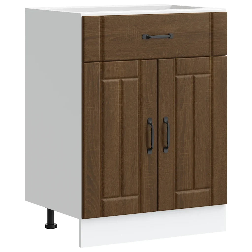 Armadio da cucina Lucca con ante pratiche spazio portaoggetti 60 x 46 x 81,5 cm in legno multistrato rovere marrone 02_0050089