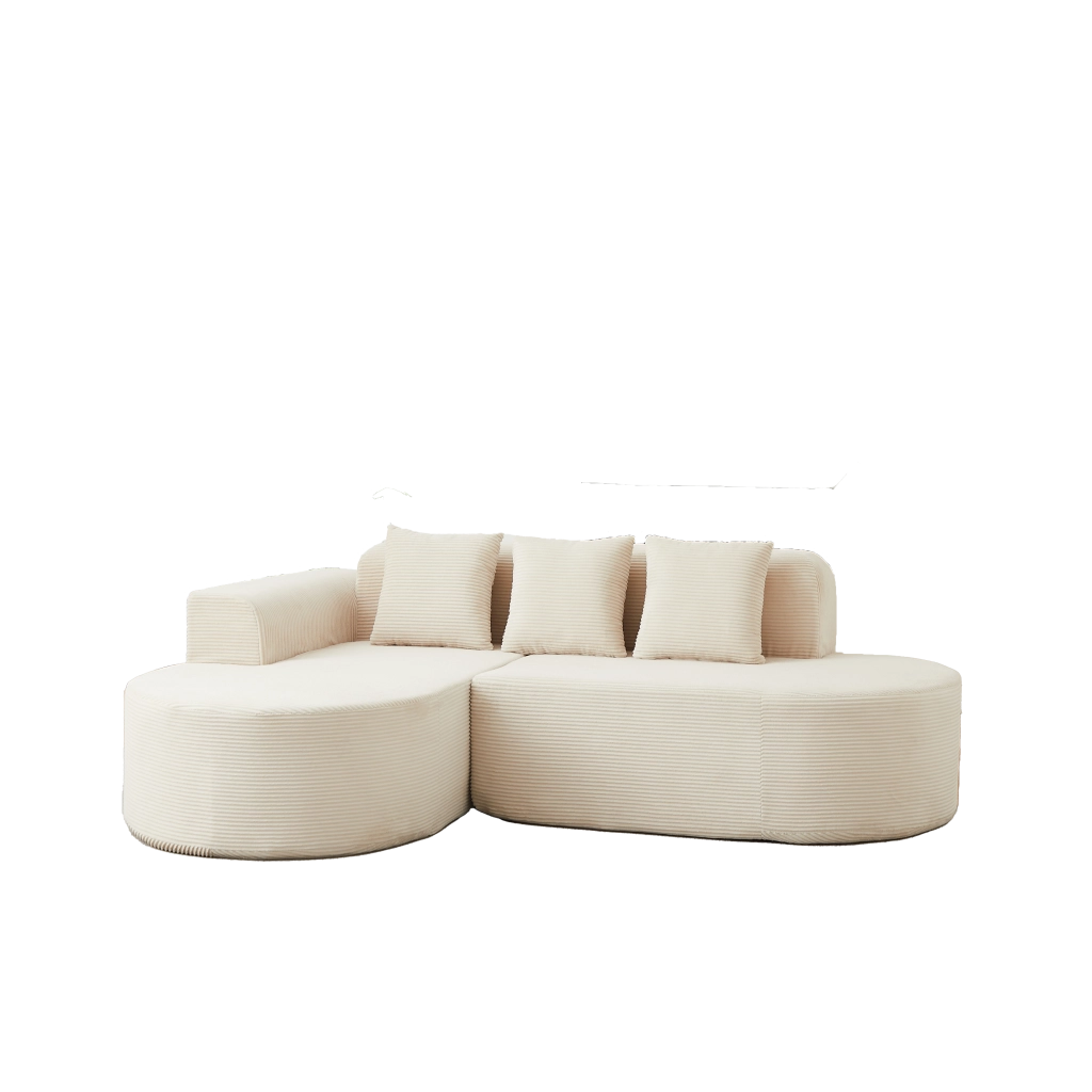 Divano angolare a L ¨C Minimal ¨C corda grigio, con cuscini, braccioli, 220 cm