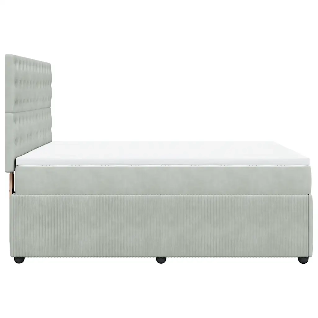 Giroletto a Molle con Materasso Grigio Chiaro 140x190cm Velluto 3292346