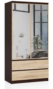 Armadio AKORD S90 Wengé 90 cm 2 ante 2 cassetti inserto frontale Sonoma Quercia 90x51x180 cm