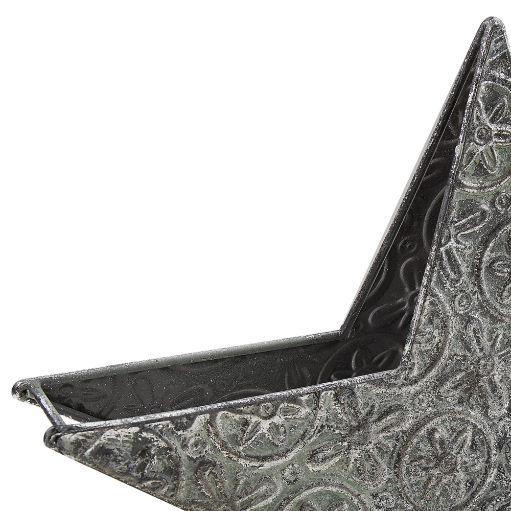 Set di 2 portacandele stelle in metallo argento ornamenti natalizi figure