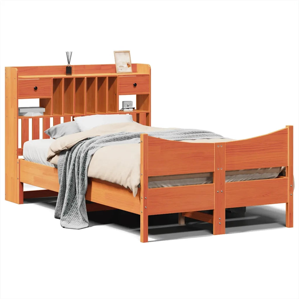 Letto senza Materasso Marrone Cera 135x190 cm in Legno di Pino 3323394