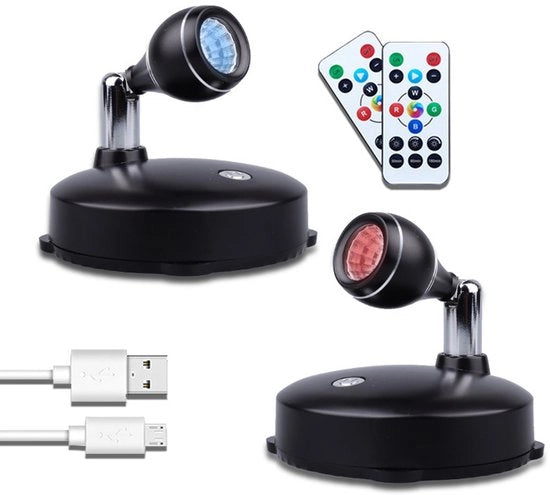 Illuminazione in rilievo per piante, lampada per la crescita delle piante, con telecomando, lampada da parete LED a batteria ricaricabile e regolazione di luminosità, adatta per la presentazione di decorazioni per pareti (2 pezzi)