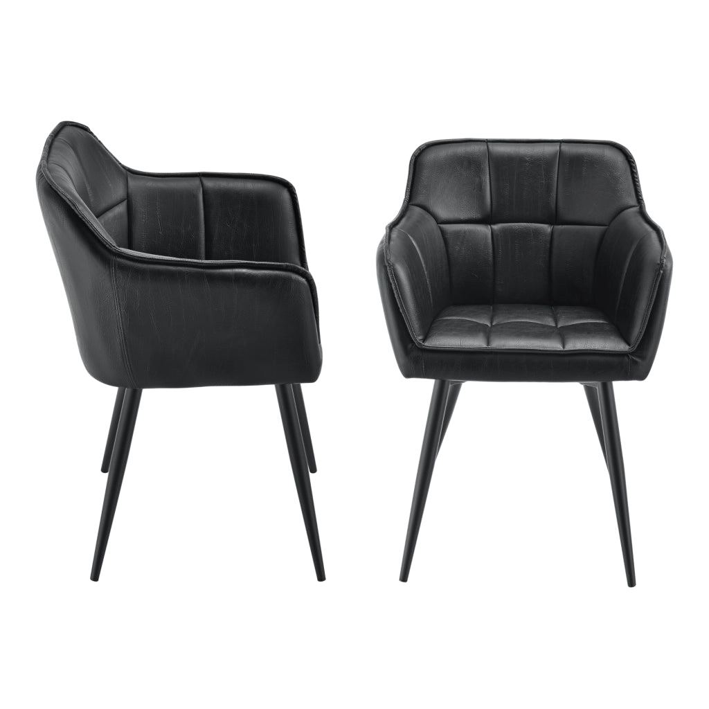 Set di 2 Sedie per Sala Pranzo Birmingham Similpelle Nero [en.casa]