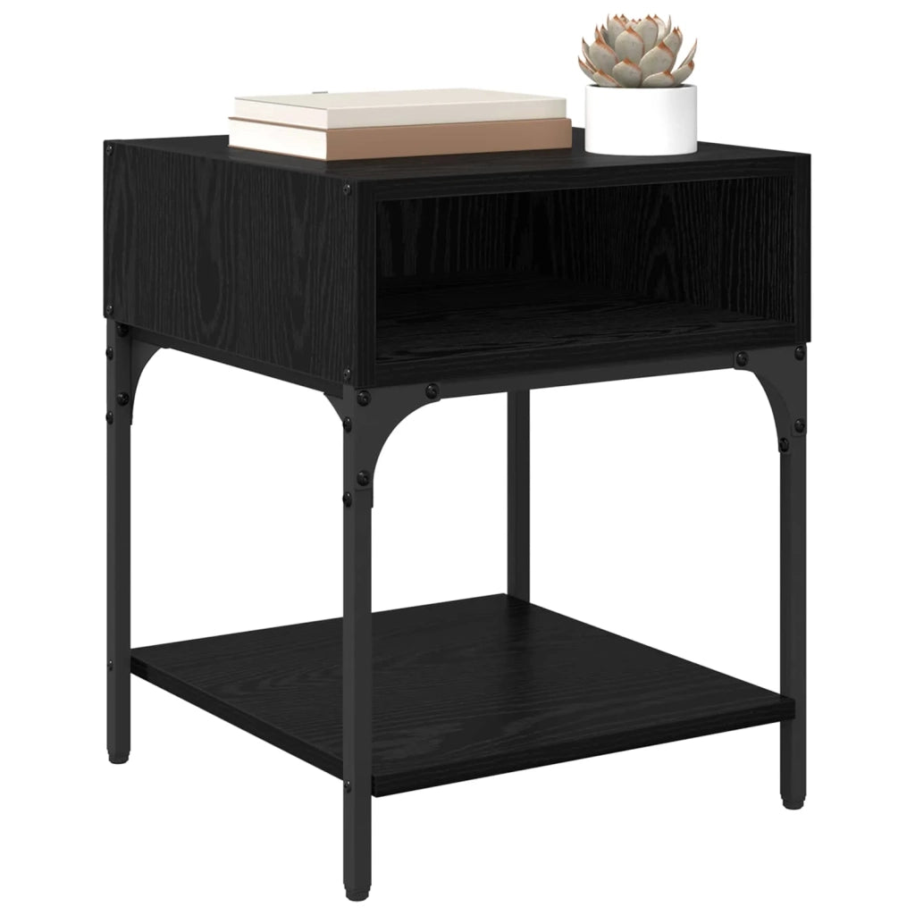 Comodino Rovere Nero 40 x 40 x 50 cm Legno multistrato 881816